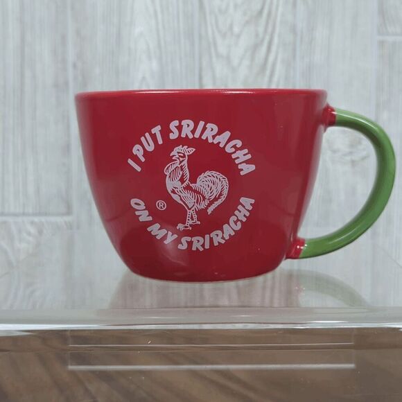 Large Red Sriracha Mug Bowl Sriracha on Everything Chili Coffee Soup - Picture 1 of 6